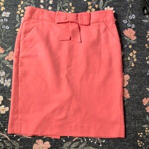 J Crew pink bow front pencil skirt 6 HTF vtg Y2K needs minor repair